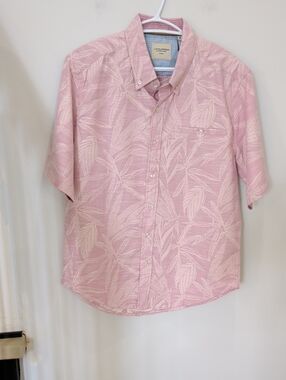 LLOYD & JEFFERSON | Men's Pink Tropical Short Sleeved Button Up Collared Shirt